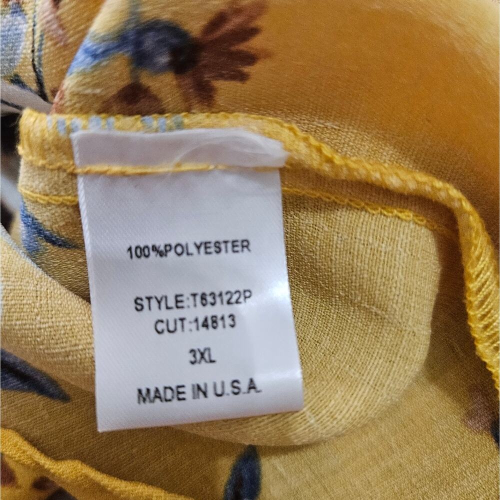 Oddi Floral Top Yellow‎ Ruffled Collar Long Sleeve Plus Size 3XL USA Bloomcore - Picture 9 of 14